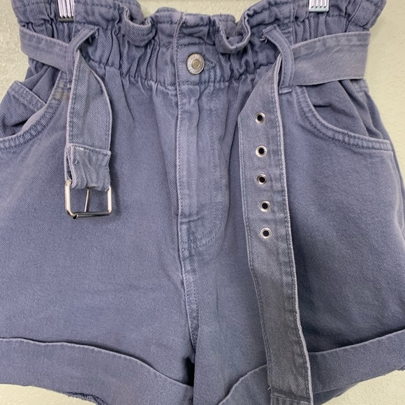 Forever 21 Women’s Ruffled Belted Y2K Blue Shorts Size Extra Small - Picture 5 of 10